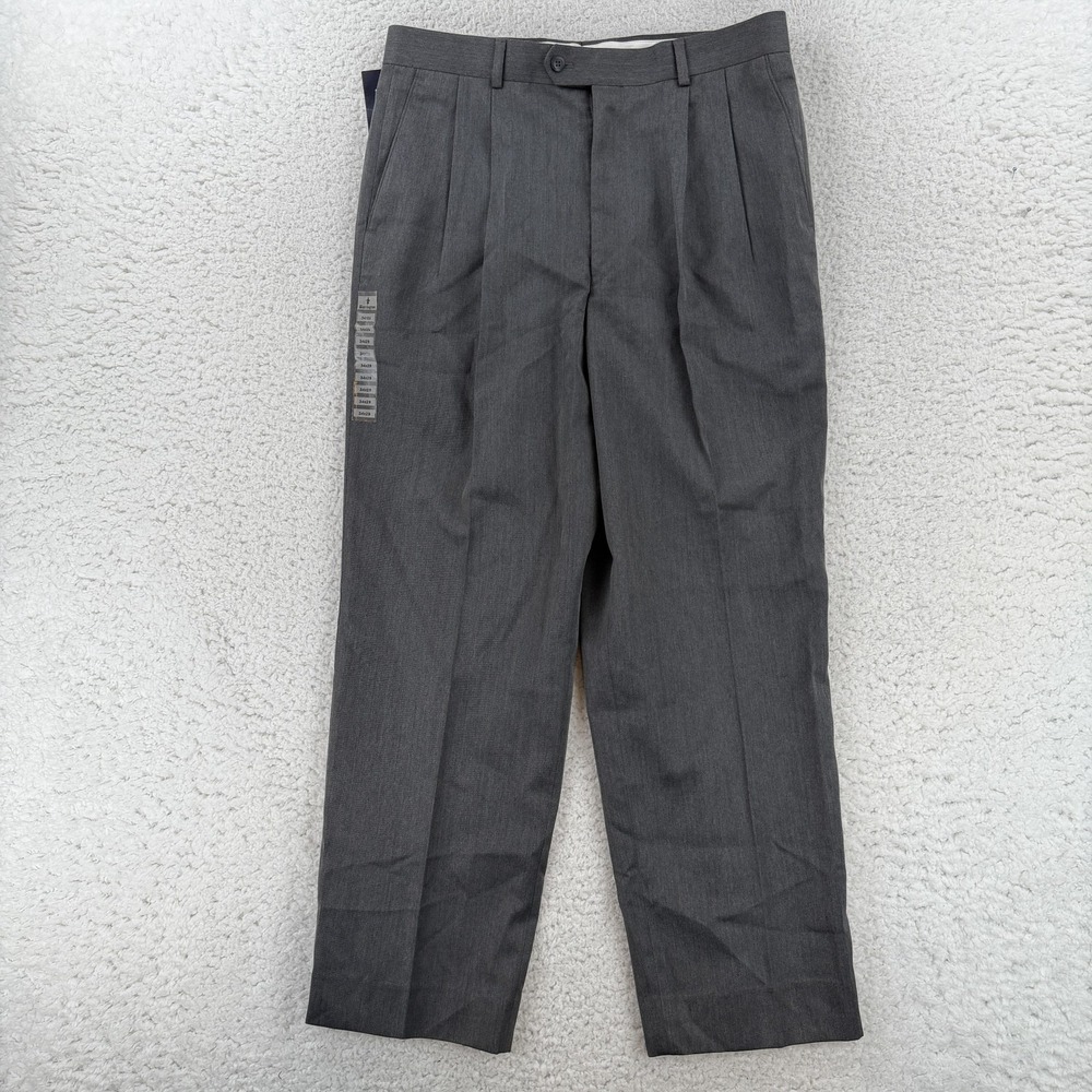Barrington Dress Pants Mens 34x29 Gray Regular Fit Microfiber Pleated PT 75-707